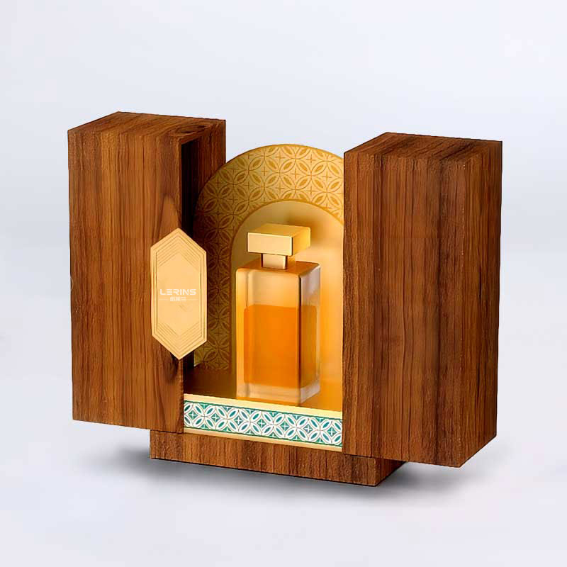 Scatola di profumo retrò con grana in legno