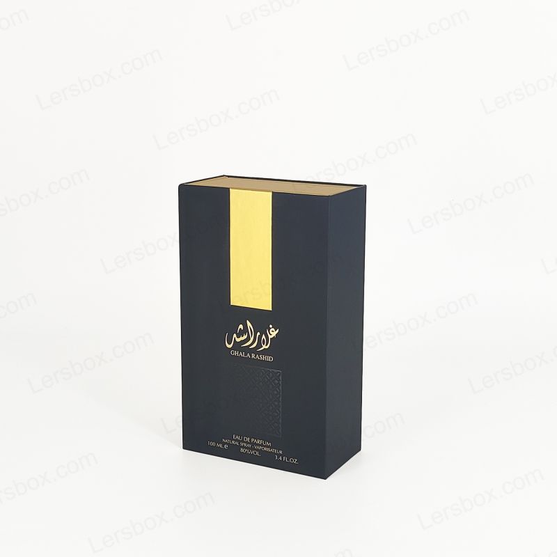 Packaging del profumo in foglio d'oro con coperchio rigido e vassoio in schiuma EVA per display di fragranze HP011