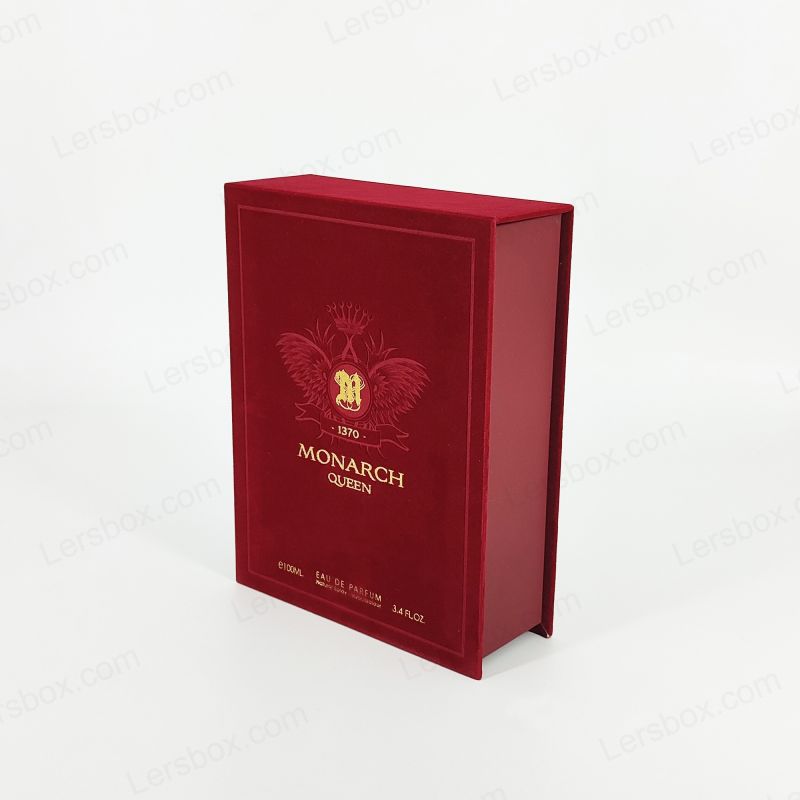 Scatola di profumo rigida di fascia alta con dettaglio in foglio dorato e cuscino EVA HP010