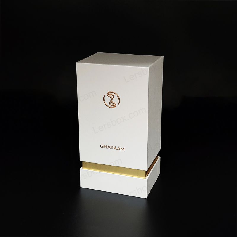 Box di profumo di lusso con logo in foglio d'oro artigianale e inserto in schiuma EVA HP012