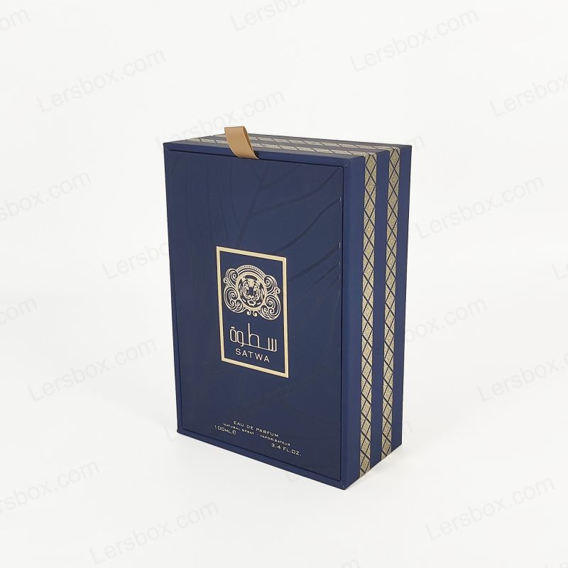 Box di profumo di lusso con foglio di foglio dorato personalizzato e vassoio EVA per una maggiore protezione HP018