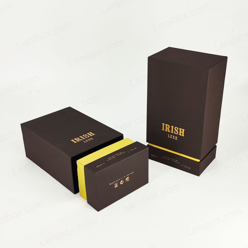 Sofisticata scatola per profumi con foglio dorato personalizzato e schiuma Eva per display di fragranze sicuro HP028