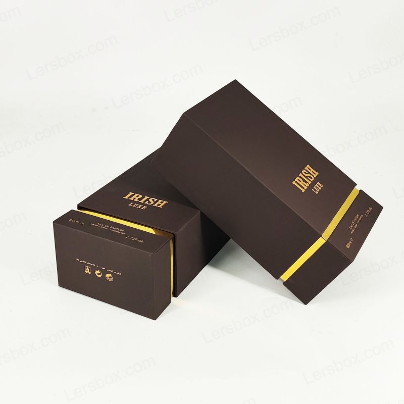 Sofisticata scatola per profumi con foglio dorato personalizzato e schiuma Eva per display di fragranze sicuro HP028