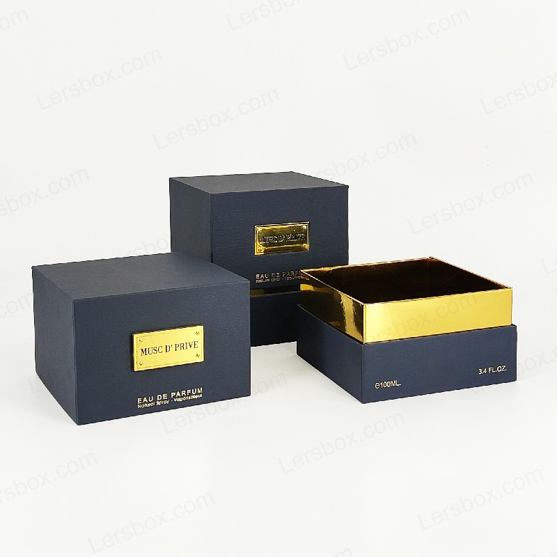 Packaging di profumi in foglio d'oro di lusso con struttura rigida artigianale e inserto per vassoio EVA HP030