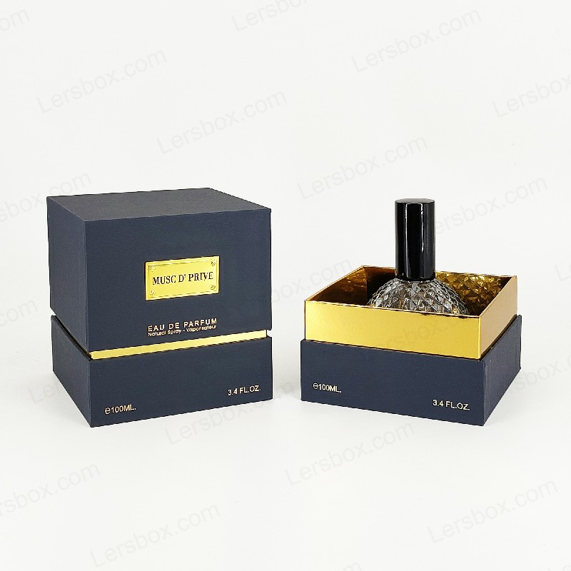 Packaging di profumi in foglio d'oro di lusso con struttura rigida artigianale e inserto per vassoio EVA HP030