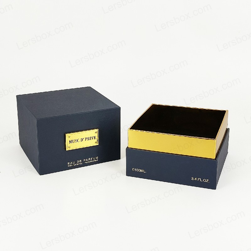 Packaging di profumi in foglio d'oro di lusso con struttura rigida artigianale e inserto per vassoio EVA HP030