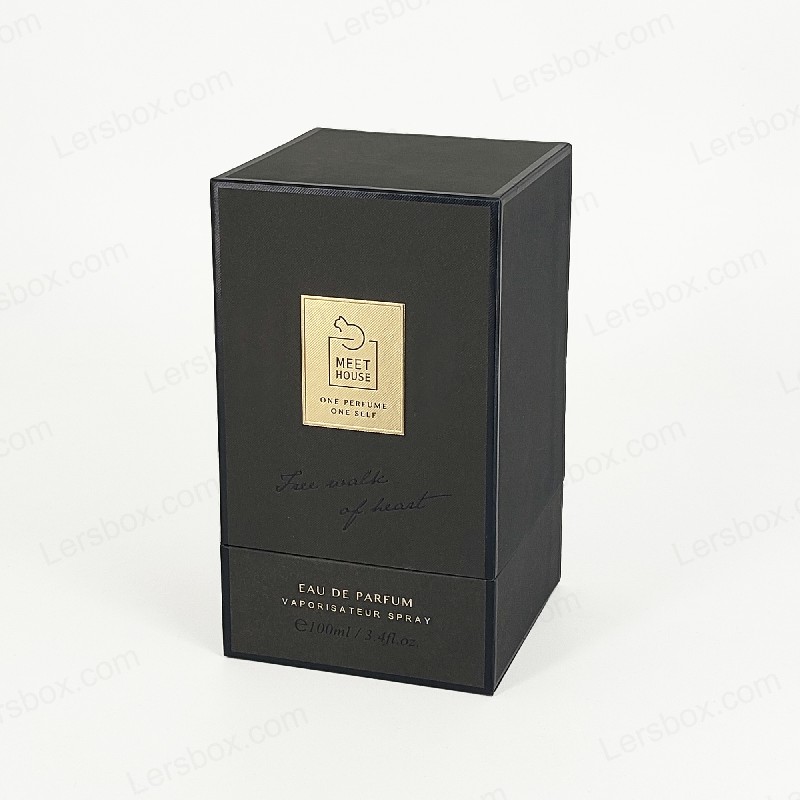 Box per profumi in foglio d'oro con coperchio rigido, base e vassoio di schiuma Eva per display lussuoso HP034