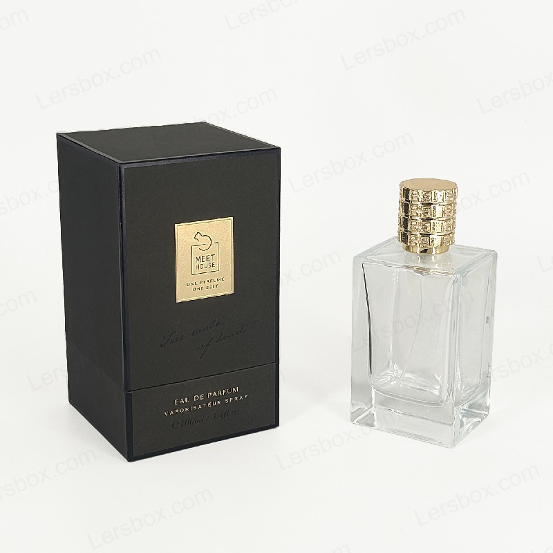 Box per profumi in foglio d'oro con coperchio rigido, base e vassoio di schiuma Eva per display lussuoso HP034
