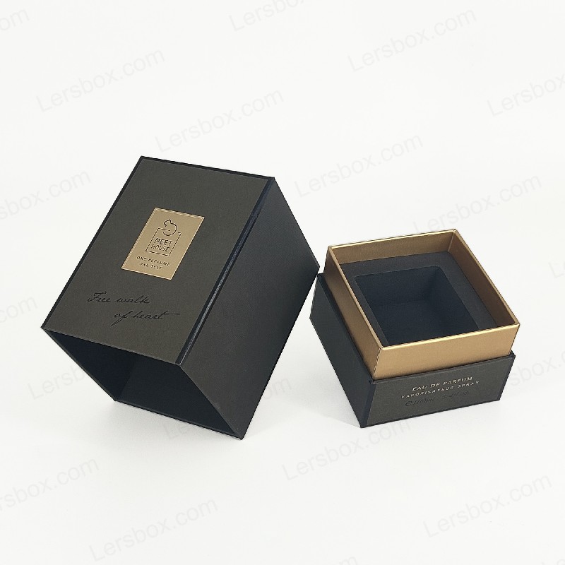 Box per profumi in foglio d'oro con coperchio rigido, base e vassoio di schiuma Eva per display lussuoso HP034